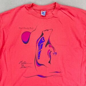 Vintage‎ 90s Canada T-Shirt Mens XXL Coral Mystic Bear Graphic Tee Single Stitch